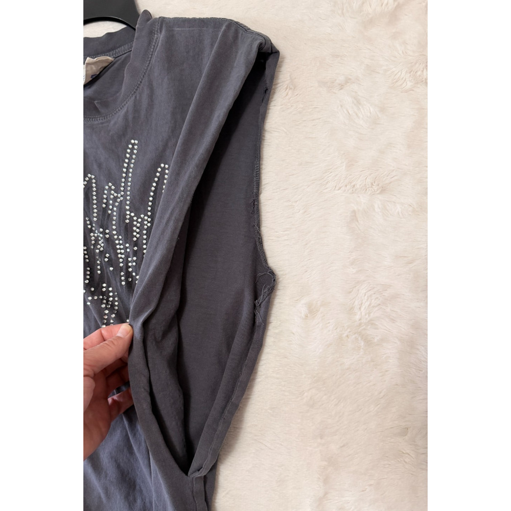 PacSun Graphic Art Program Men's M Gray T-Shirt Studded Rhinestone Muscle Shirt - Picture 6 of 11